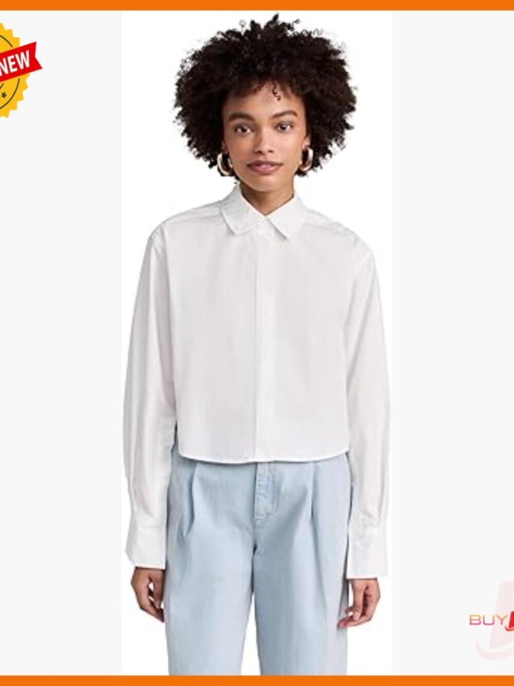 Cropped Collared Blouse with Button Cuffs, Dry Clean Only, Long Sleeve